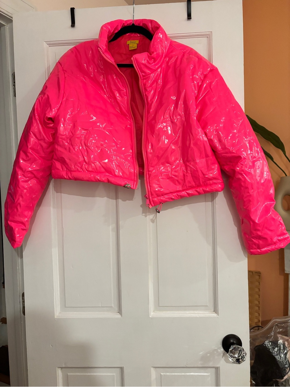 Daisy Bright Pink Cropped Puffer Jacket
